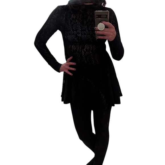 Free People black sheer tunic/mini dress - Picture 3 of 8